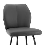 26" Gray And Black Faux Leather And Iron Counter Height Bar Chair - Homeroots - Flyclothing LLC