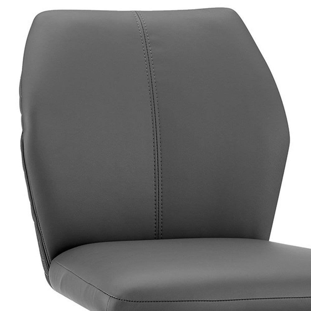 26" Gray And Black Faux Leather And Iron Counter Height Bar Chair - Homeroots - Flyclothing LLC