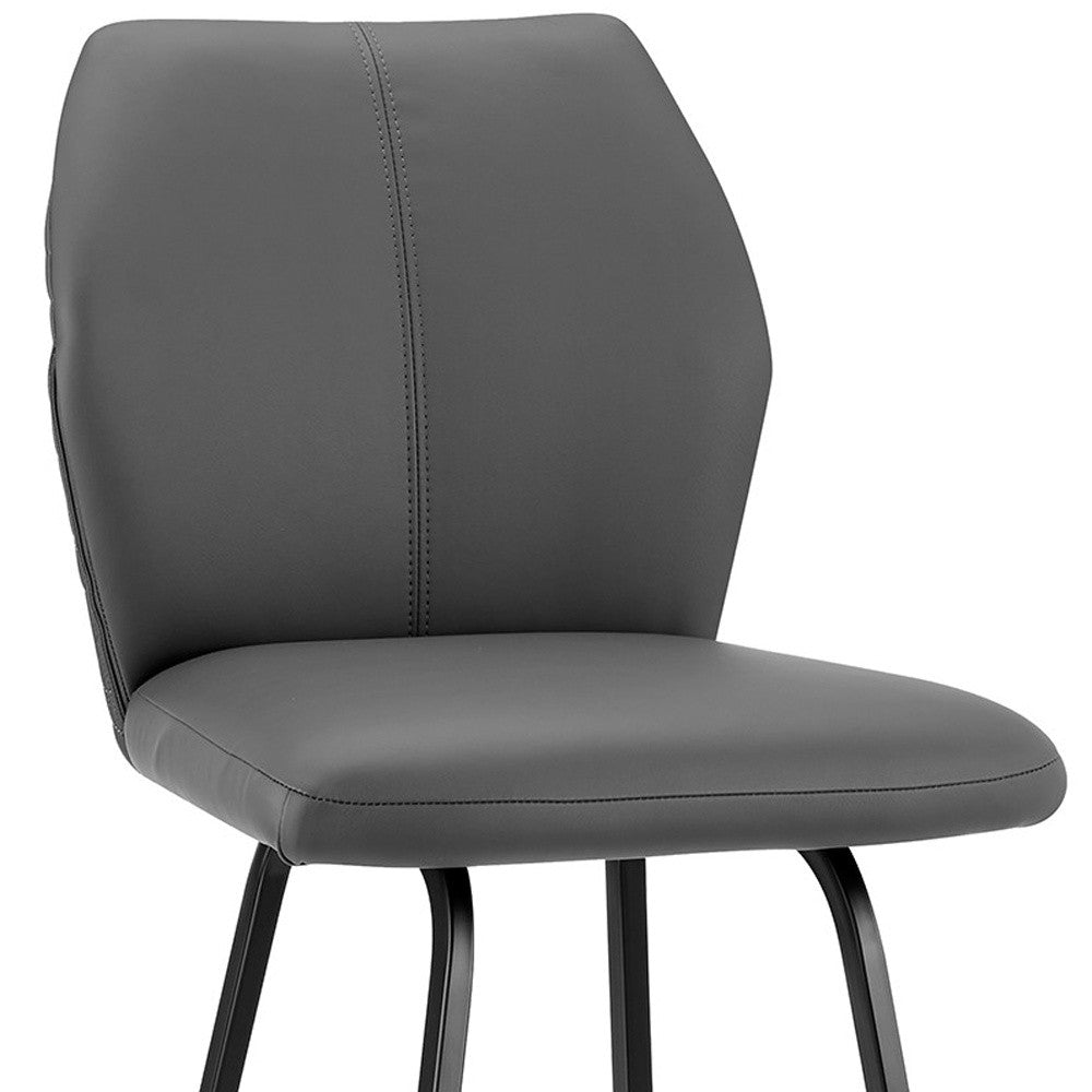 26" Gray And Black Faux Leather And Iron Counter Height Bar Chair - Homeroots - Flyclothing LLC