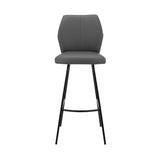 30" Gray And Black Faux Leather And Iron Bar Height Bar Chair - Homeroots