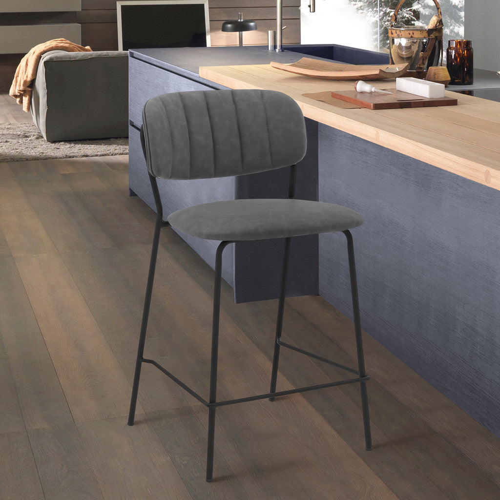 26" Gray And Black Iron Counter Height Bar Chair - Homeroots - Flyclothing LLC