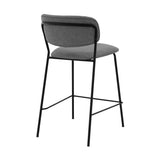 26" Gray And Black Iron Counter Height Bar Chair - Homeroots