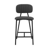 26" Gray And Black Faux Leather And Iron Low Back Counter Height Bar Chair - Homeroots - Flyclothing LLC