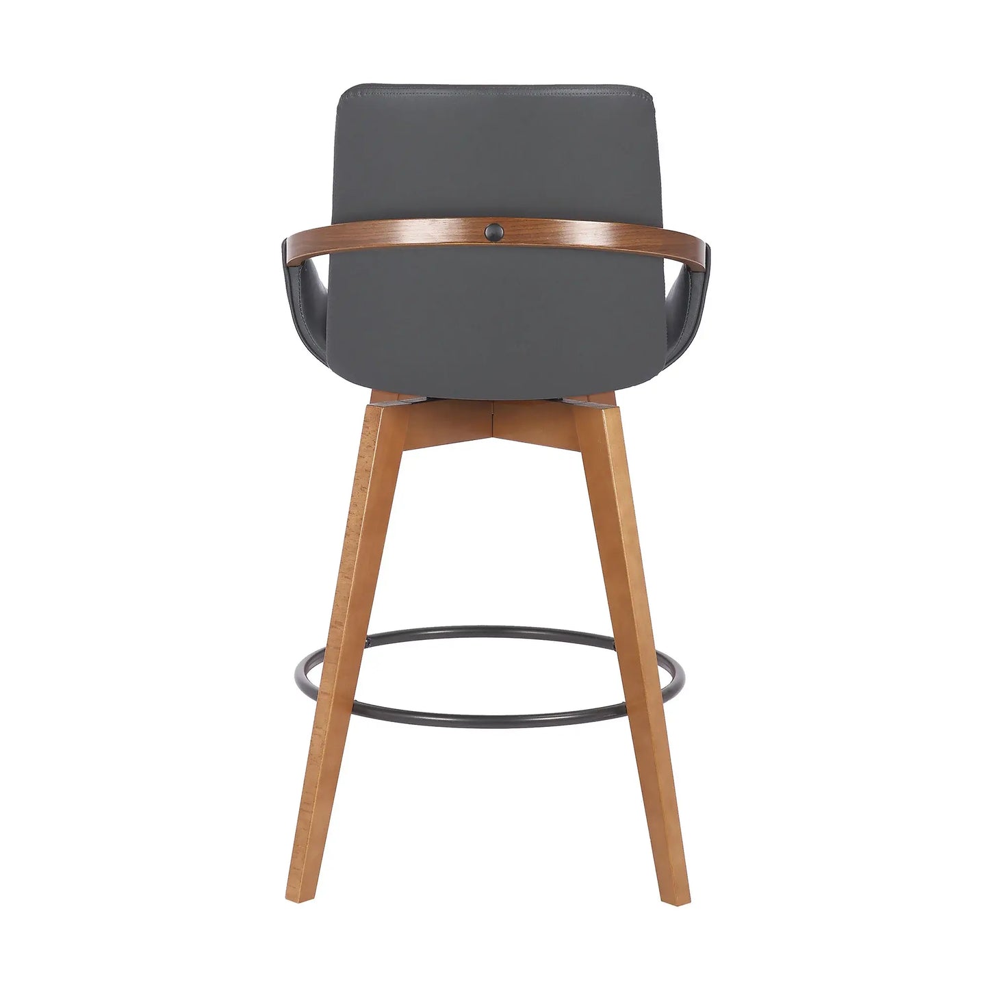 27" Gray And Brown Iron Swivel Counter Height Bar Chair - Homeroots - Flyclothing LLC
