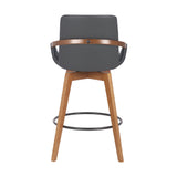 27" Gray And Brown Iron Swivel Counter Height Bar Chair - Homeroots - Flyclothing LLC