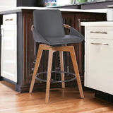 27" Gray And Brown Iron Swivel Counter Height Bar Chair - Homeroots