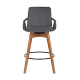 27" Gray And Brown Iron Swivel Counter Height Bar Chair - Homeroots - Flyclothing LLC