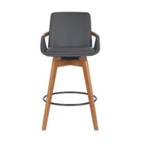 27" Gray And Brown Iron Swivel Counter Height Bar Chair - Homeroots