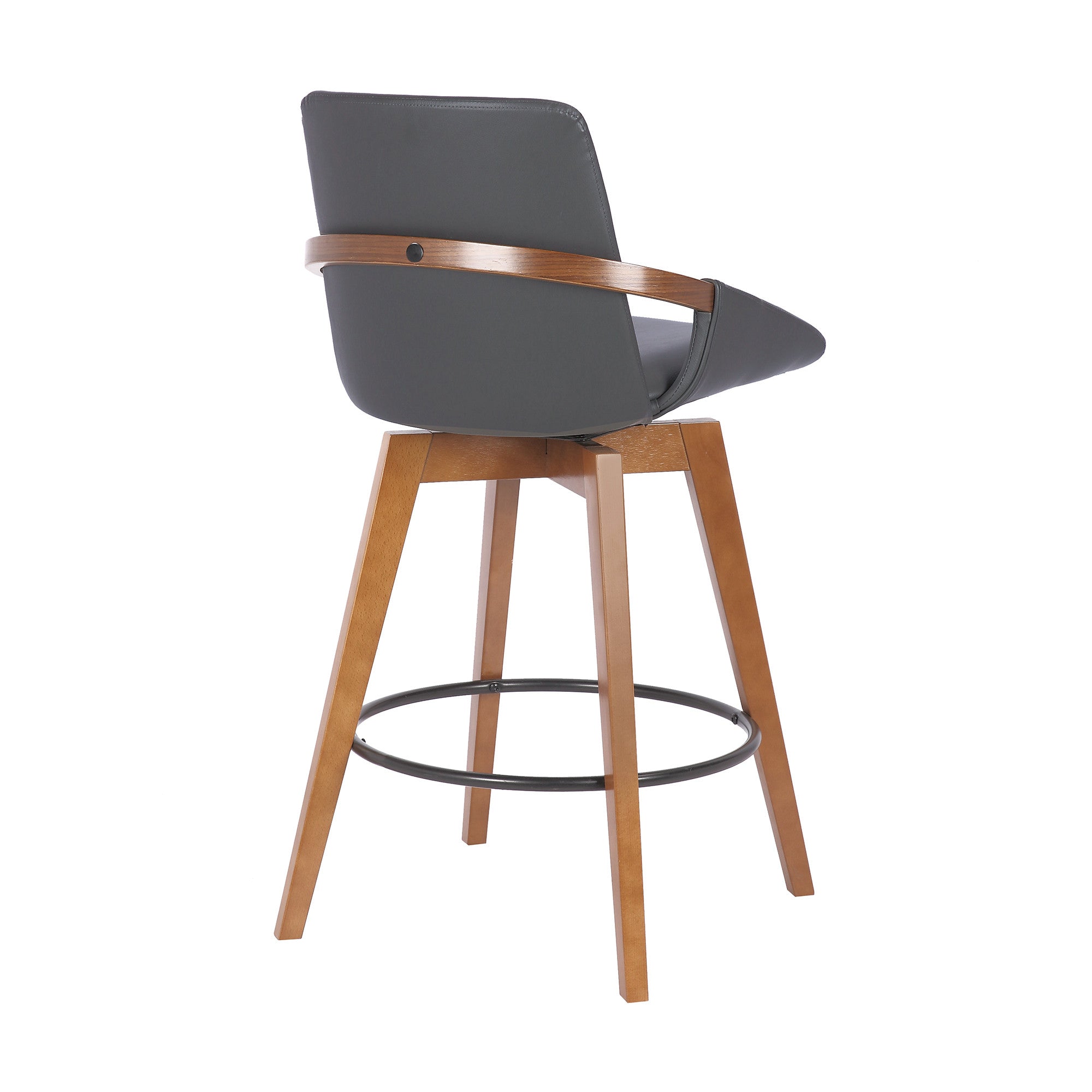 27" Gray And Brown Iron Swivel Counter Height Bar Chair - Homeroots - Flyclothing LLC
