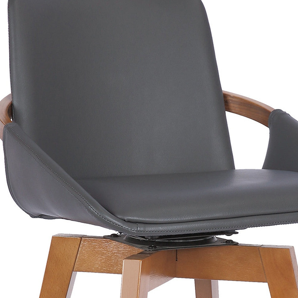 27" Gray And Brown Iron Swivel Counter Height Bar Chair - Homeroots - Flyclothing LLC