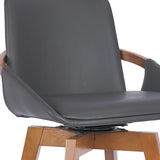 27" Gray And Brown Iron Swivel Counter Height Bar Chair - Homeroots - Flyclothing LLC