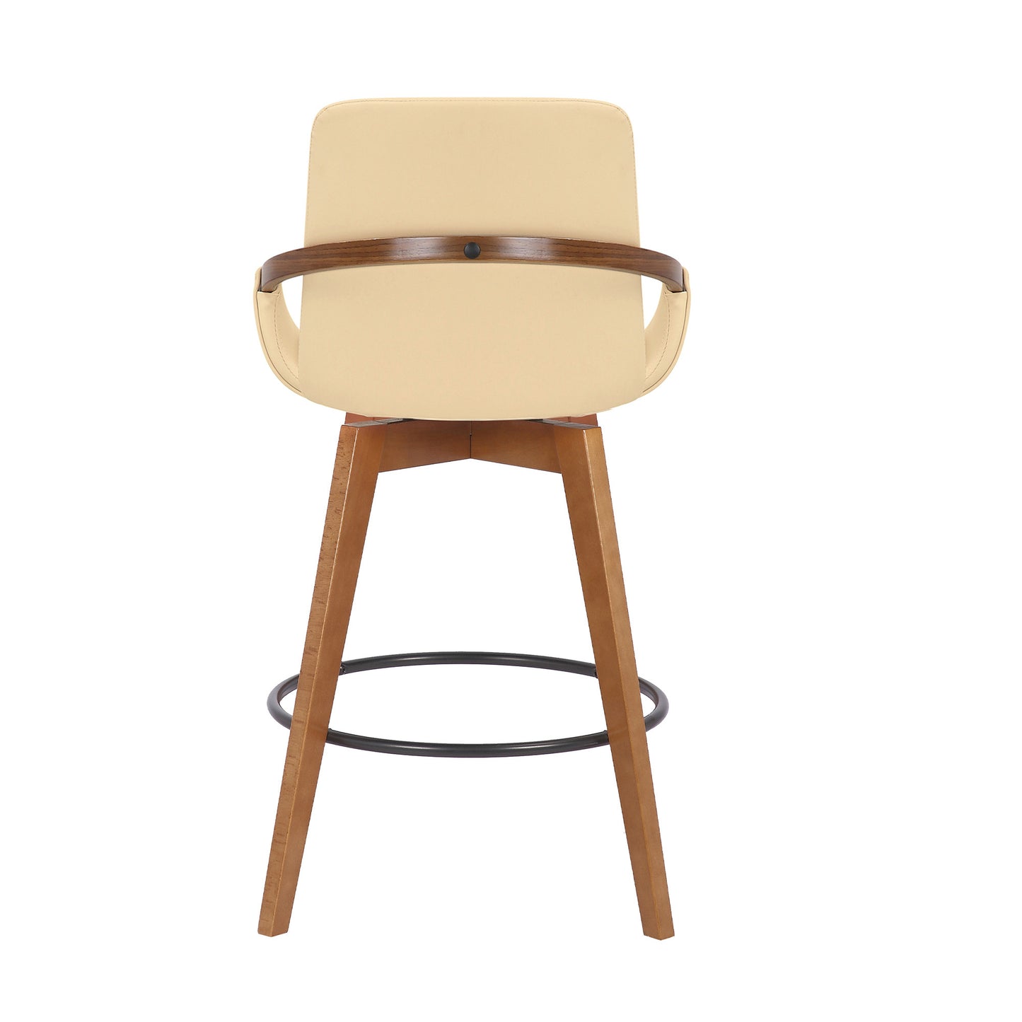 27" Cream And Black Powder Coated Footrest Iron Swivel Counter Height Bar Chair - Homeroots - Flyclothing LLC