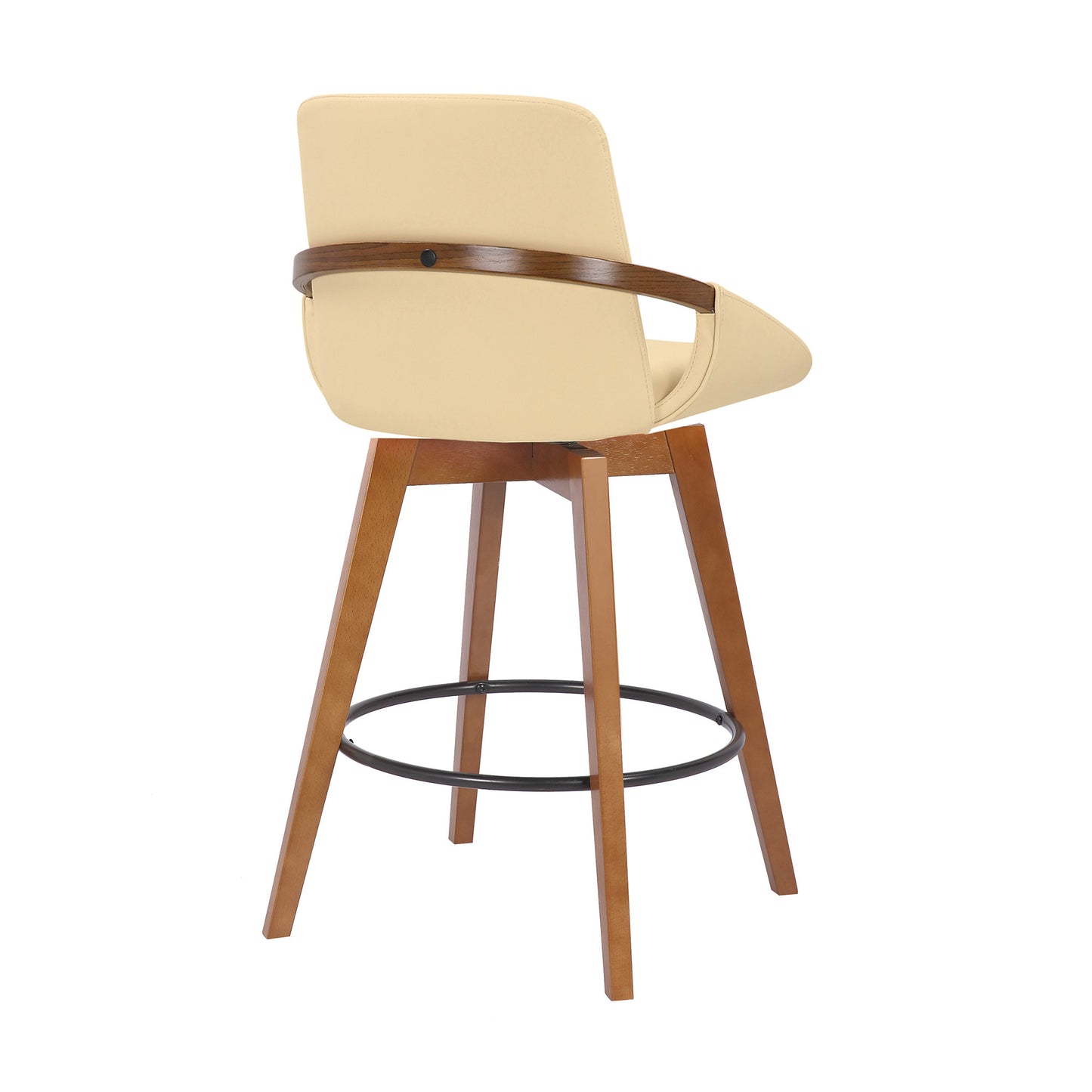 27" Cream And Black Powder Coated Footrest Iron Swivel Counter Height Bar Chair - Homeroots - Flyclothing LLC