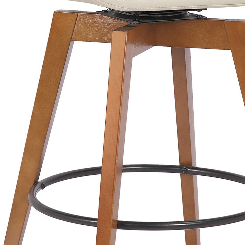 27" Cream And Black Powder Coated Footrest Iron Swivel Counter Height Bar Chair - Homeroots - Flyclothing LLC