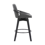 27" Gray And Black Faux Leather Swivel Low Back Bar Height Bar Chair - Homeroots