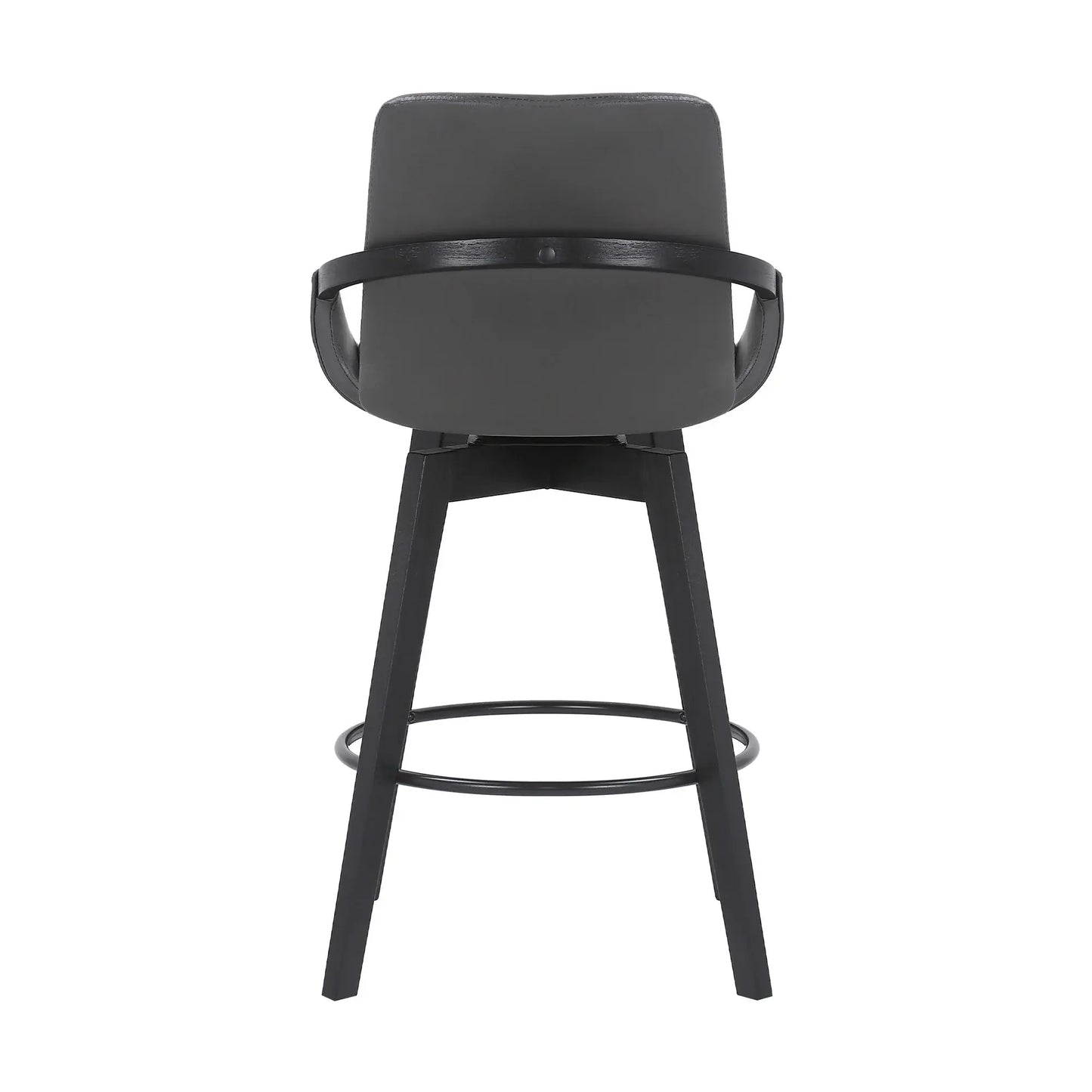27" Gray And Black Faux Leather Swivel Low Back Bar Height Bar Chair - Homeroots - Flyclothing LLC