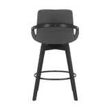 27" Gray And Black Faux Leather Swivel Low Back Bar Height Bar Chair - Homeroots - Flyclothing LLC