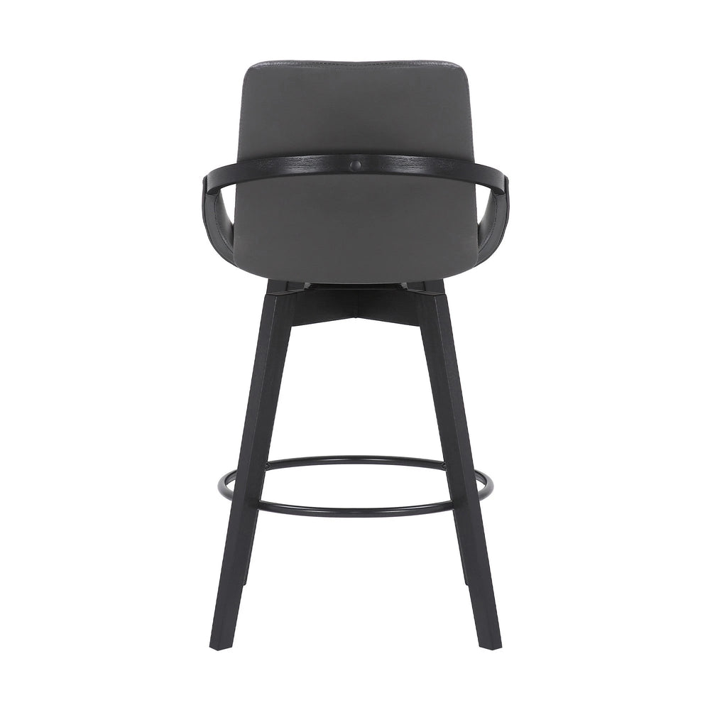 27" Gray And Black Faux Leather Swivel Low Back Bar Height Bar Chair - Homeroots - Flyclothing LLC