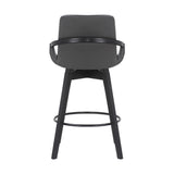 27" Gray And Black Faux Leather Swivel Low Back Bar Height Bar Chair - Homeroots - Flyclothing LLC
