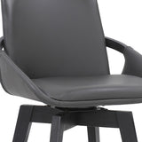 27" Gray And Black Faux Leather Swivel Low Back Bar Height Bar Chair - Homeroots - Flyclothing LLC