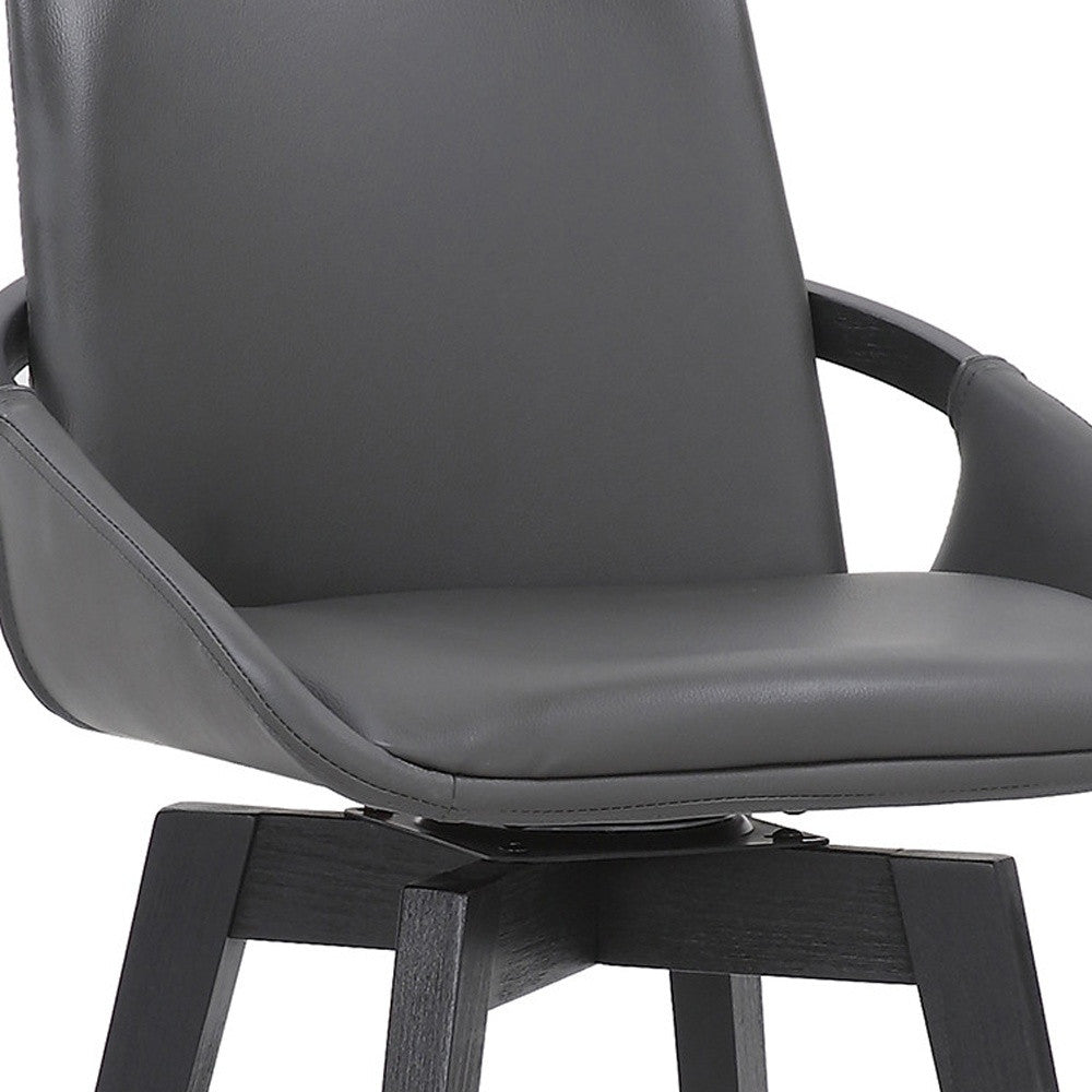 27" Gray And Black Faux Leather Swivel Low Back Bar Height Bar Chair - Homeroots - Flyclothing LLC