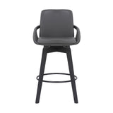 27" Gray And Black Faux Leather Swivel Low Back Bar Height Bar Chair - Homeroots - Flyclothing LLC