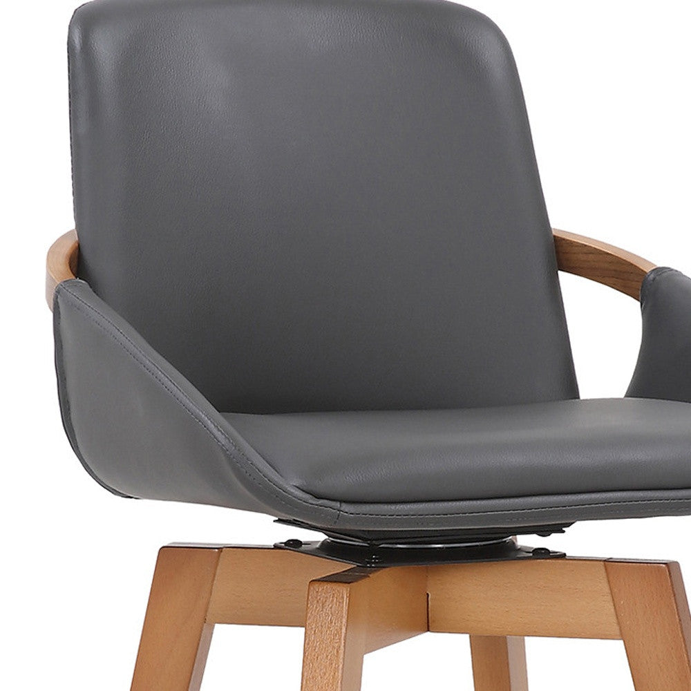 31" Gray And Black Iron Swivel Bar Height Bar Chair - Homeroots - Flyclothing LLC