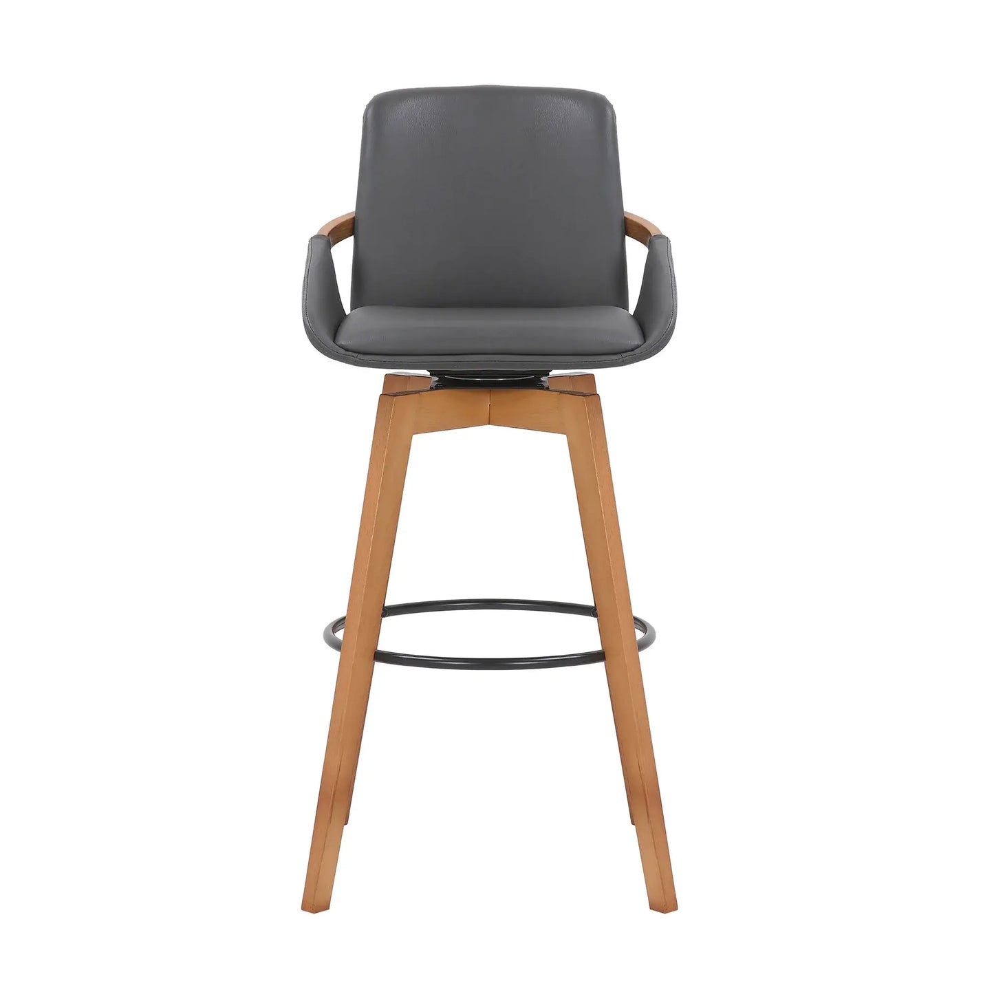 31" Gray And Black Iron Swivel Bar Height Bar Chair - Homeroots - Flyclothing LLC