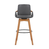 31" Gray And Black Iron Swivel Bar Height Bar Chair - Homeroots - Flyclothing LLC