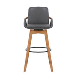 31" Gray And Black Iron Swivel Bar Height Bar Chair - Homeroots