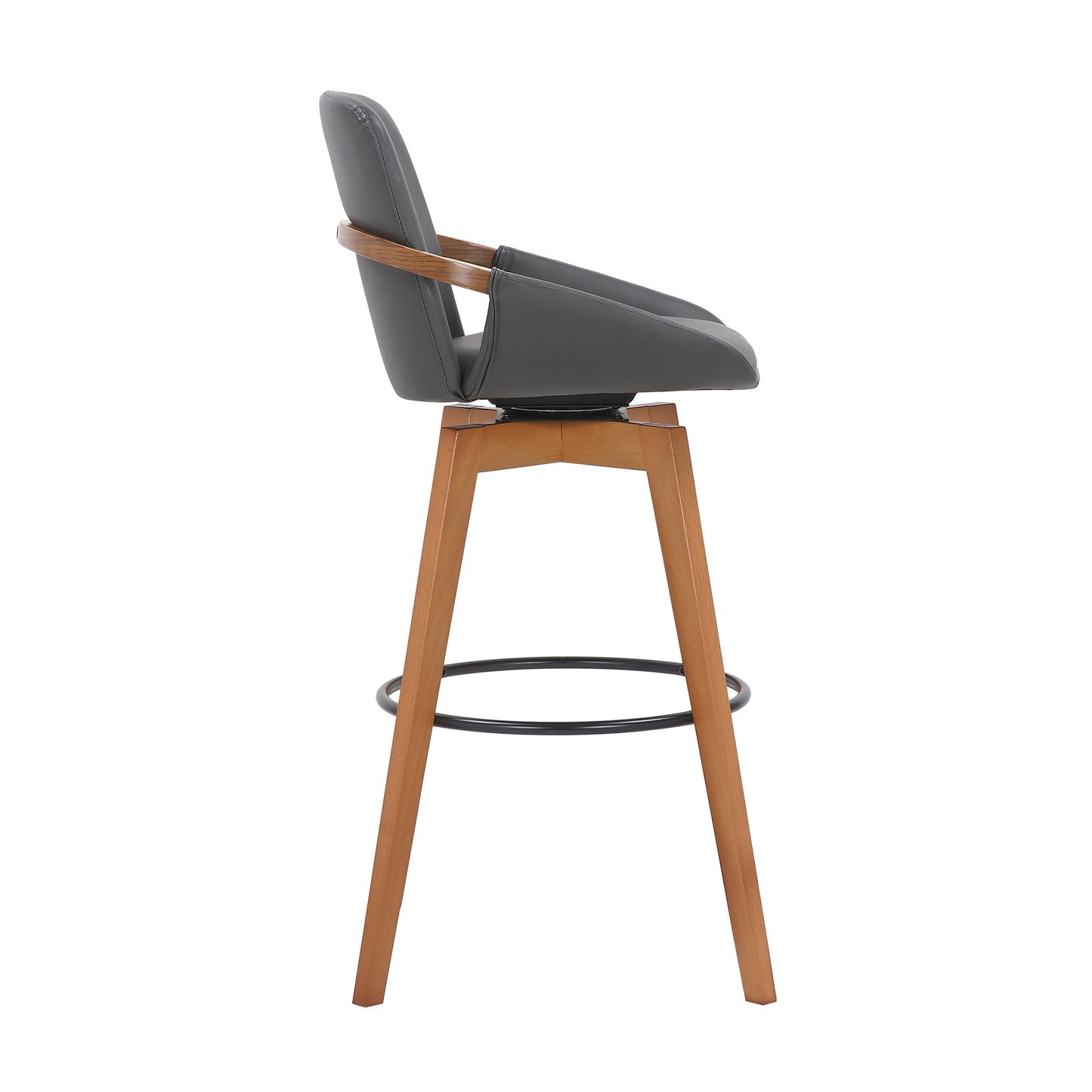 31" Gray And Black Iron Swivel Bar Height Bar Chair - Homeroots - Flyclothing LLC