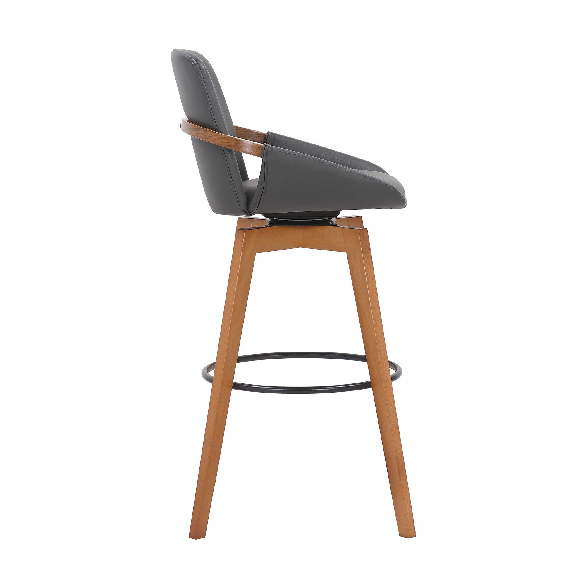 31" Gray And Black Iron Swivel Bar Height Bar Chair - Homeroots - Flyclothing LLC