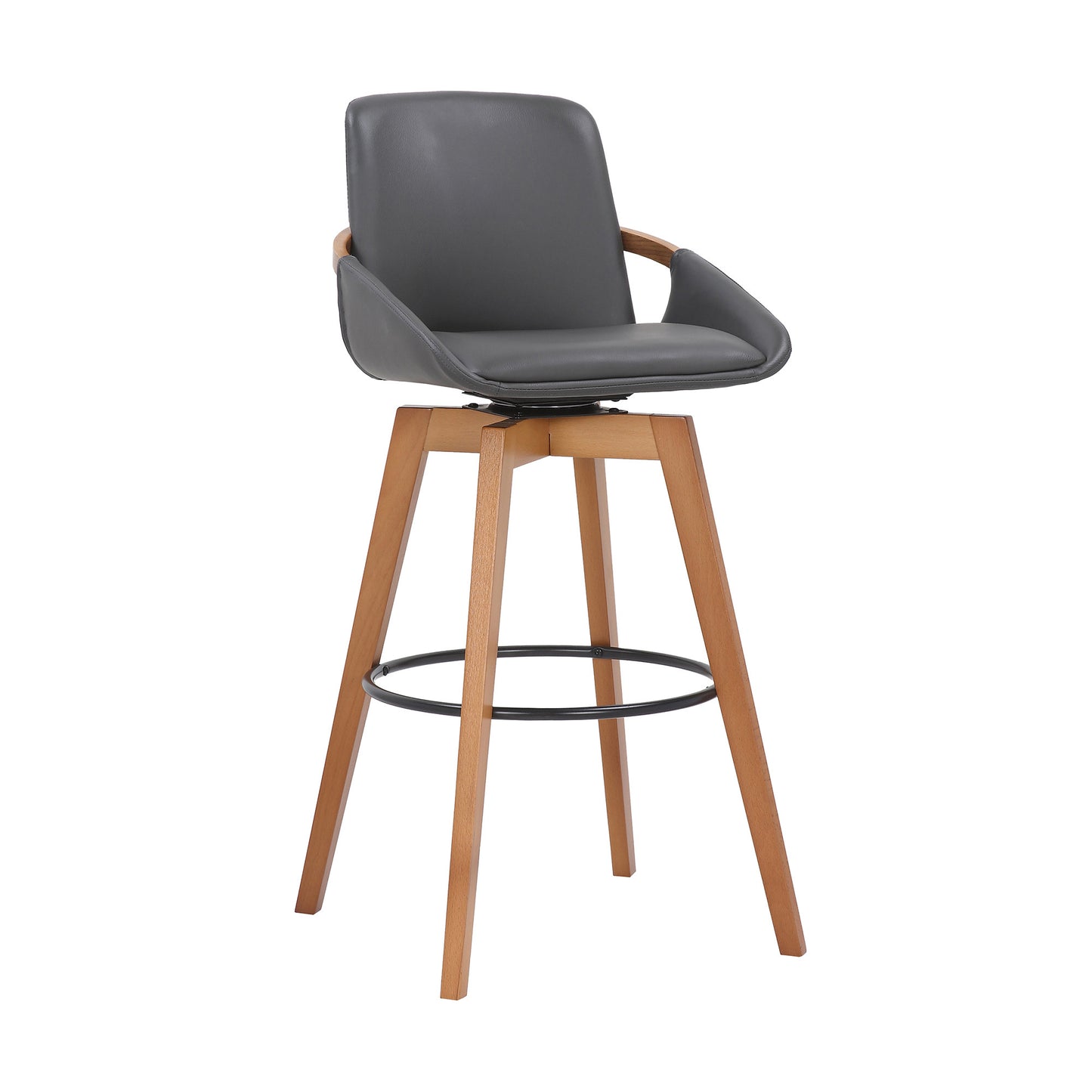 31" Gray And Black Iron Swivel Bar Height Bar Chair - Homeroots - Flyclothing LLC