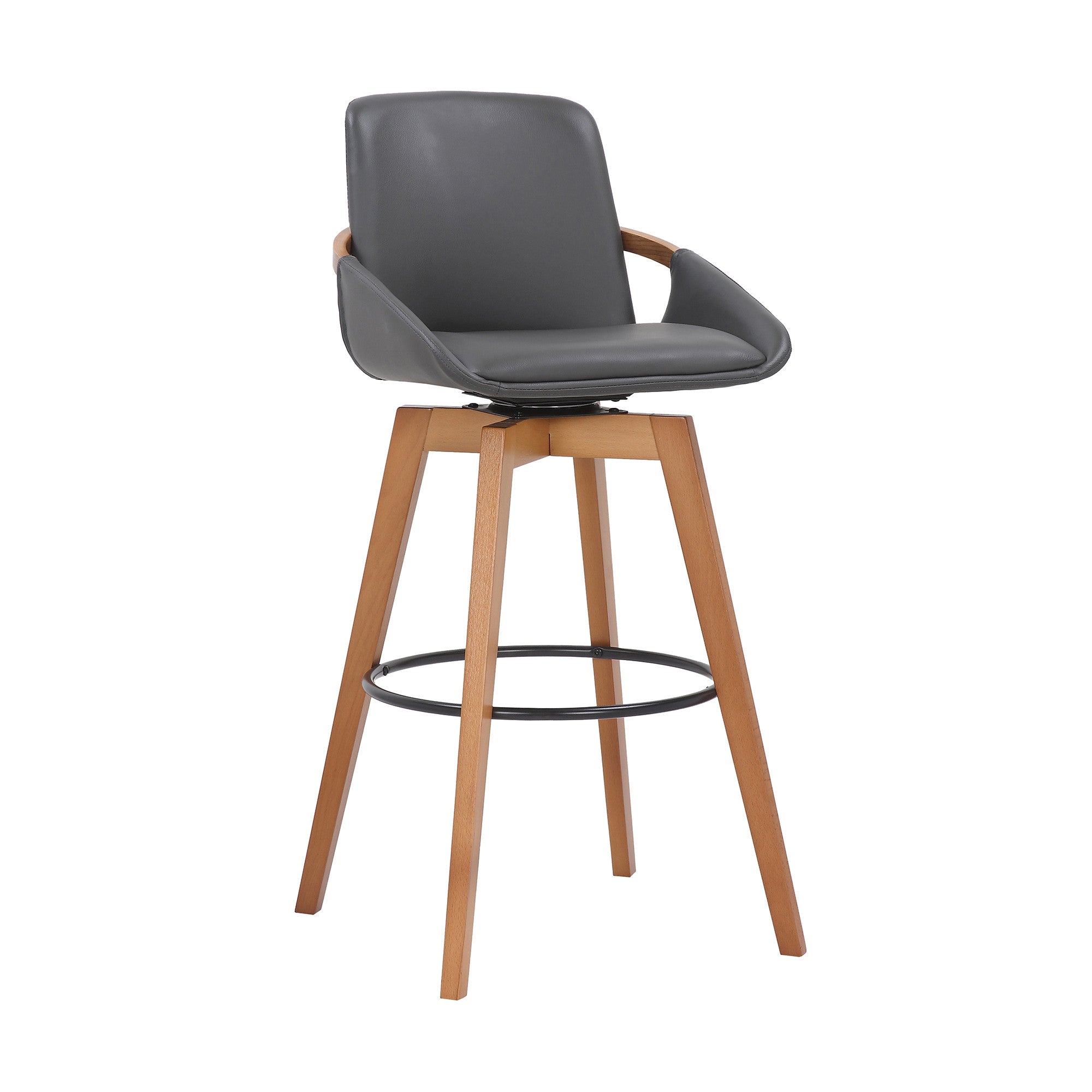 31" Gray And Black Iron Swivel Bar Height Bar Chair - Homeroots - Flyclothing LLC