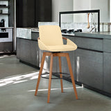 31" Cream And Black Iron Swivel Bar Height Bar Chair - Homeroots - Flyclothing LLC