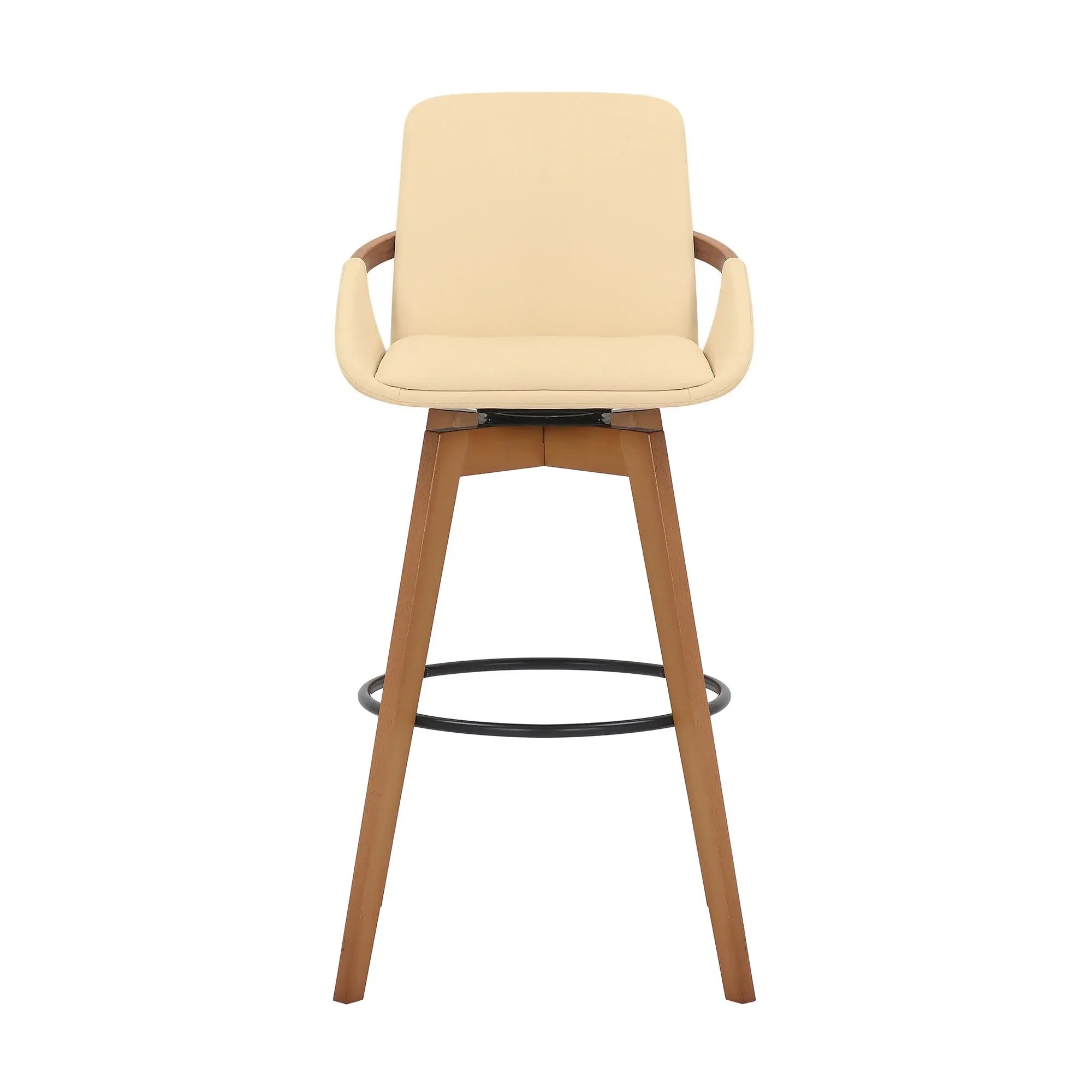 31" Cream And Black Iron Swivel Bar Height Bar Chair - Homeroots - Flyclothing LLC