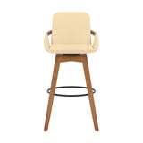 31" Cream And Black Iron Swivel Bar Height Bar Chair - Homeroots