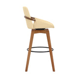 31" Cream And Black Iron Swivel Bar Height Bar Chair - Homeroots