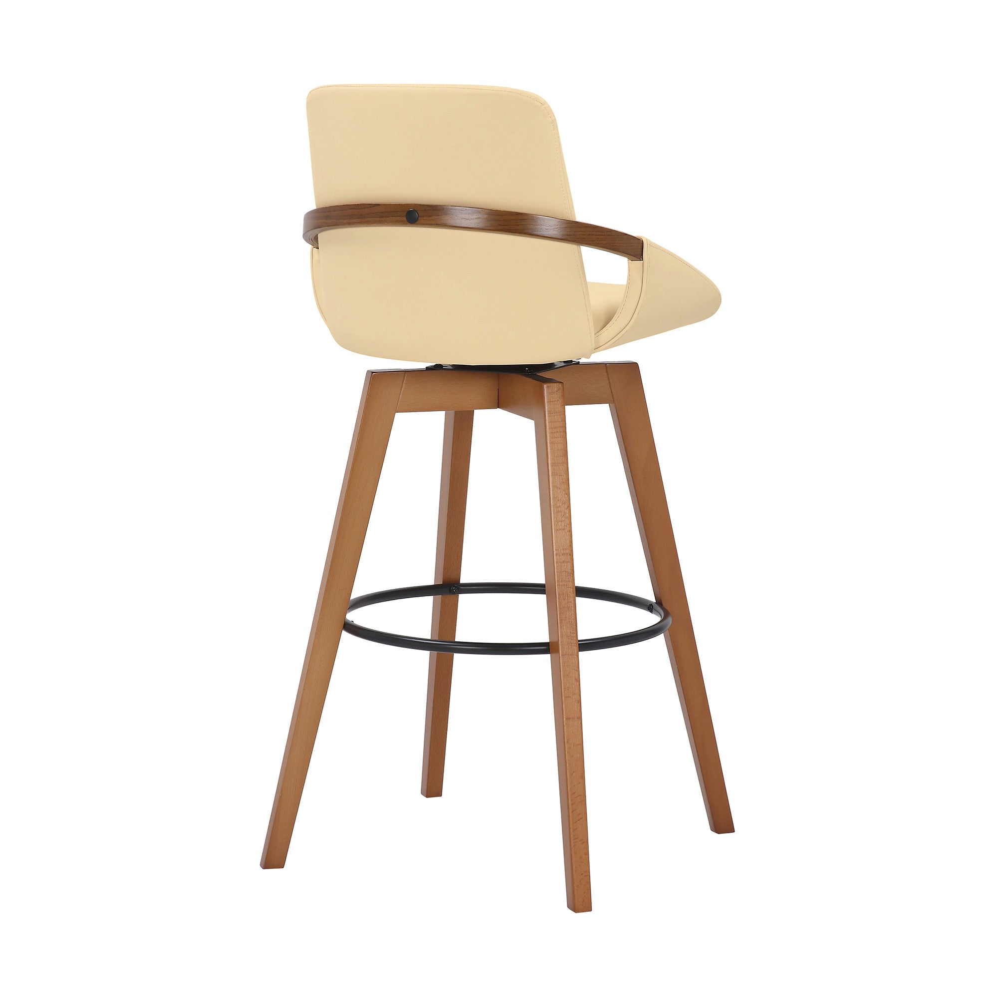 31" Cream And Black Iron Swivel Bar Height Bar Chair - Homeroots - Flyclothing LLC