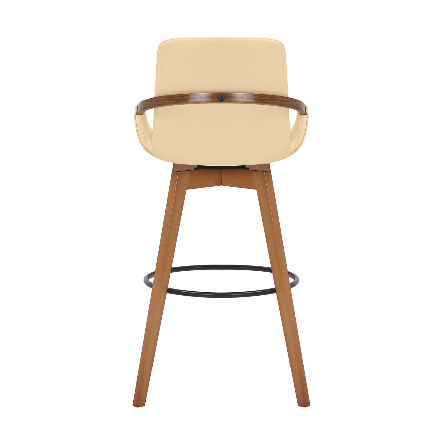 31" Cream And Black Iron Swivel Bar Height Bar Chair - Homeroots - Flyclothing LLC