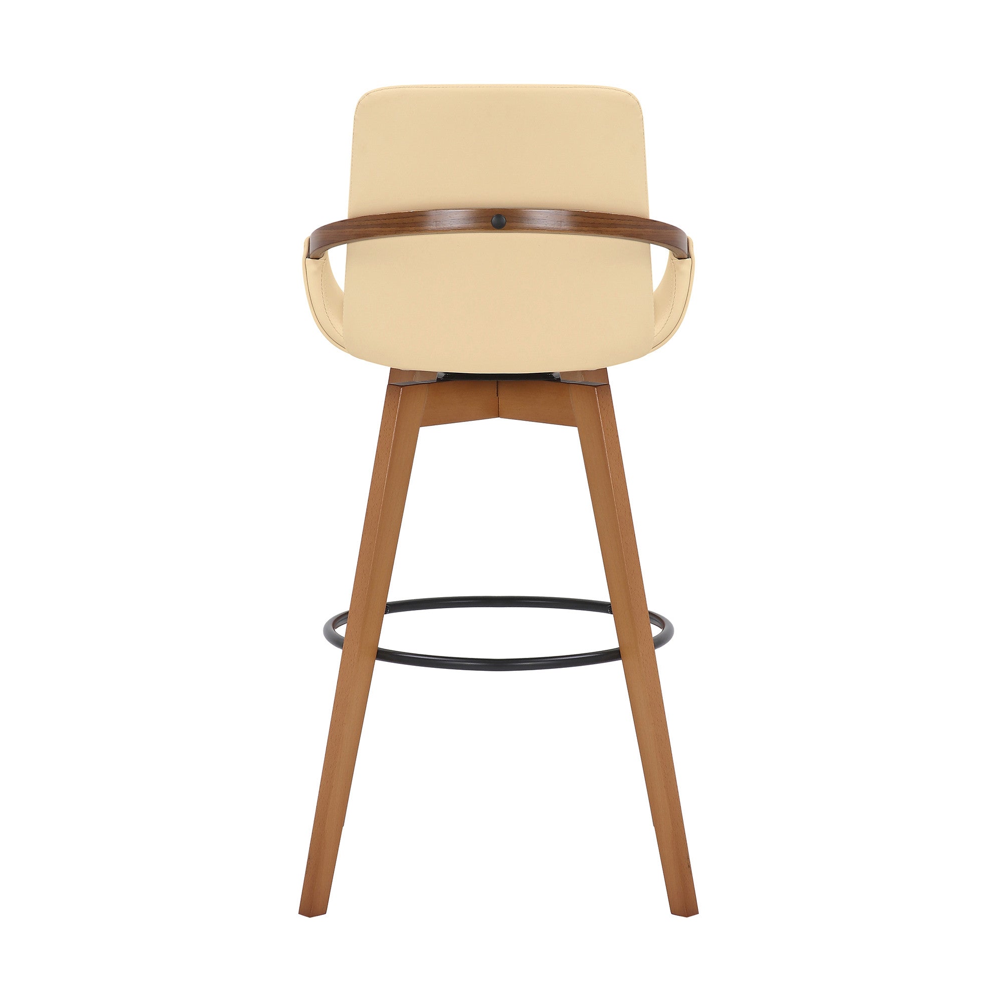 31" Cream And Black Iron Swivel Bar Height Bar Chair - Homeroots - Flyclothing LLC