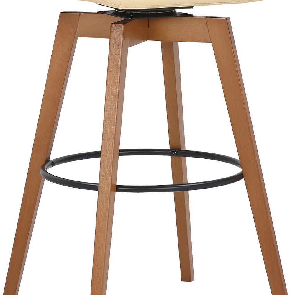 31" Cream And Black Iron Swivel Bar Height Bar Chair - Homeroots - Flyclothing LLC