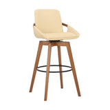 31" Cream And Black Iron Swivel Bar Height Bar Chair - Homeroots - Flyclothing LLC