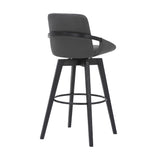31" Gray And Black Iron Swivel Bar Height Bar Chair - Homeroots