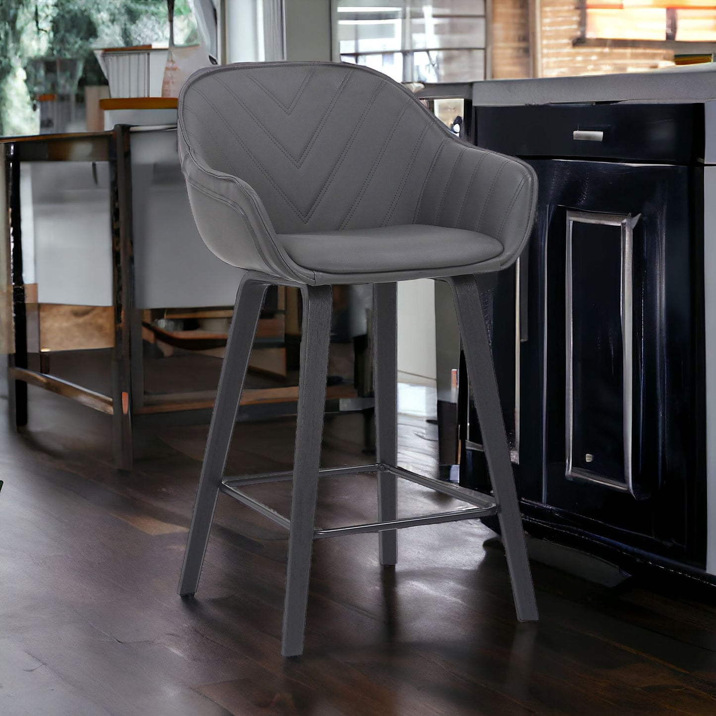 26" Gray And Black Iron Counter Height Bar Chair - Homeroots - Flyclothing LLC