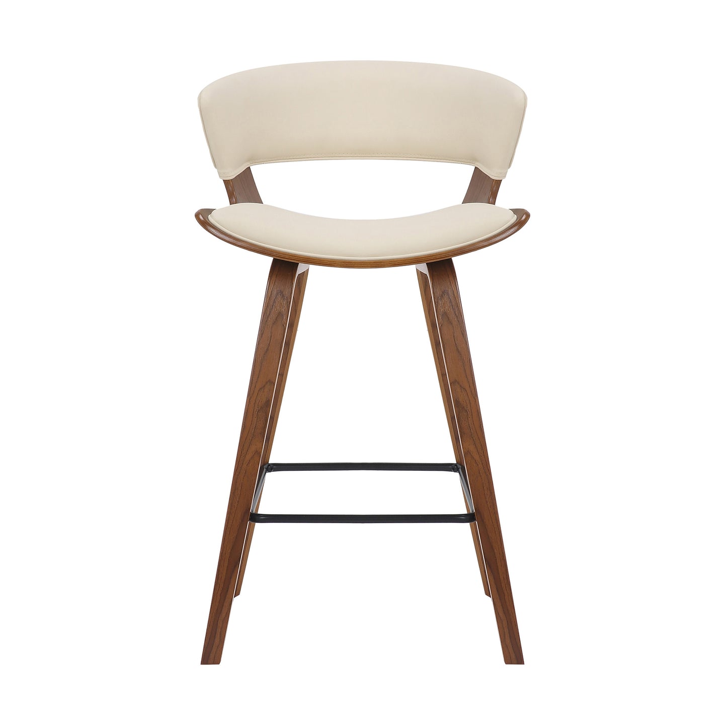 27" Cream And Brown Iron Low Back Counter Height Bar Chair - Homeroots - Flyclothing LLC
