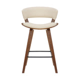 27" Cream And Brown Iron Low Back Counter Height Bar Chair - Homeroots - Flyclothing LLC