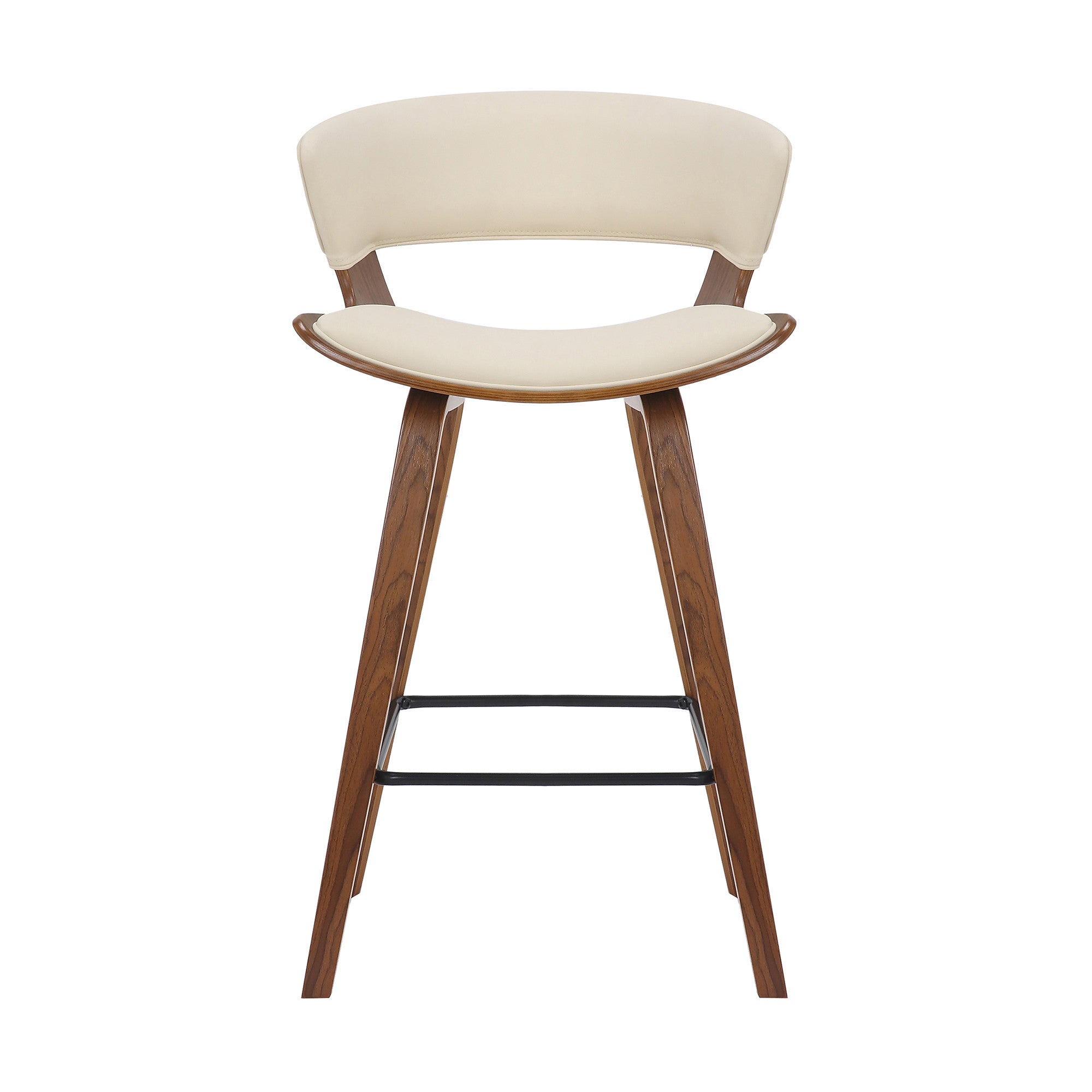 27" Cream And Brown Iron Low Back Counter Height Bar Chair - Homeroots - Flyclothing LLC