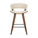 27" Cream And Brown Iron Low Back Counter Height Bar Chair - Homeroots