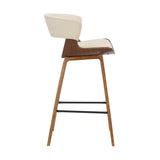 27" Cream And Brown Iron Low Back Counter Height Bar Chair - Homeroots